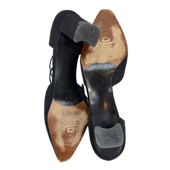 Vintage Stuart Weitzman Black Crystal Embellished D'orsay Style Guipure Heels - Picture 11 of 12